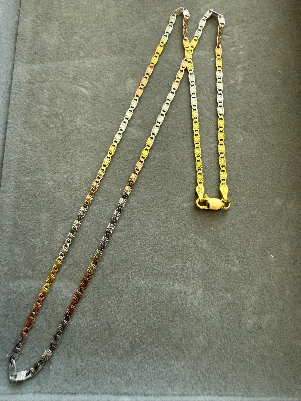 Tri-Tone over Solid 925 sterling silver Link Chain Necklace - Gold, Silver, Rose